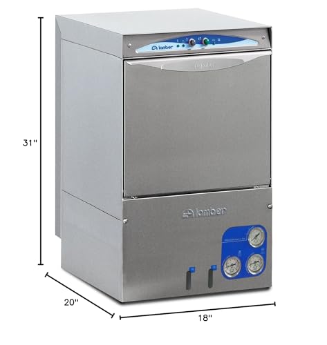 Eurodib DSP3 Lamber High Temperature Rack Undercounter Commercial Glass Washer, 30 Racks/Hr, Stainless Steel, 16" x 16" Rack Size, 208-240v, 15A, Silver