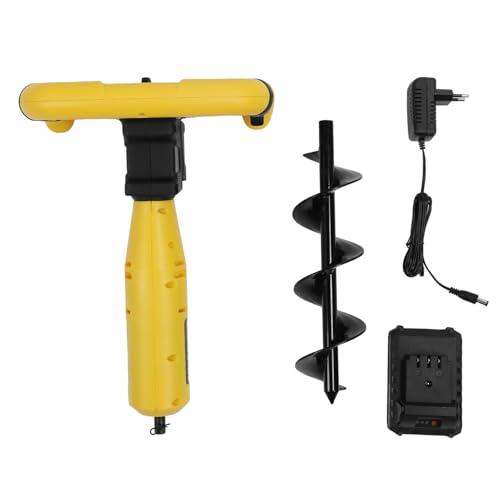 HEEPDD Barrena de Tierra Eléctrica Inalámbrica, Excavadora de Postes Recargable de 320 RPM, Herramienta de Excavación de Servicio Pesado, con Control de Torsión Inversa, para Plantar, (Enchufe de la
