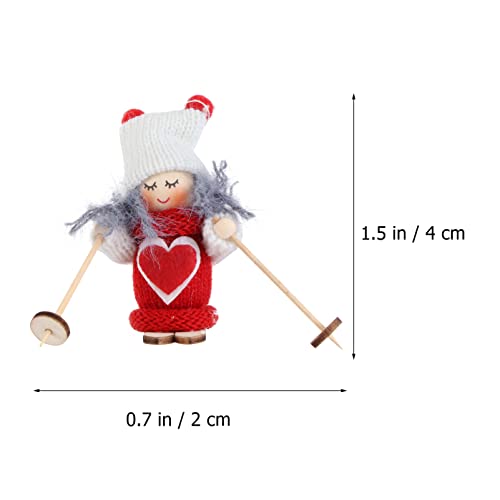 Amosfun Christmas Decoration 5Pcs Miniature Christmas Decorations Skiing Snowman Santa Ornament Christmas Wooden Ornaments Christmas Tabletop For Christmas Decorations Wood Figurine Decor #TOP5