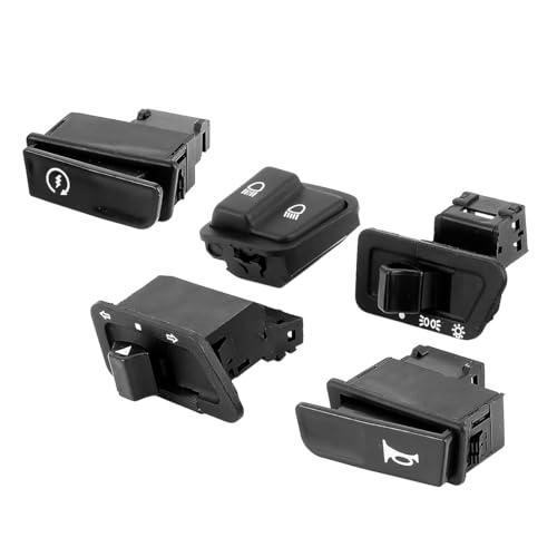 Tiardey Kit de Interruptor de Faros Delanteros, 5 Piezas, Interruptor de botón de Motocicleta, Kit de botón de señal de Giro de luz Alta y Baja para Motocicletas, Ajuste Universal para Motocicletas