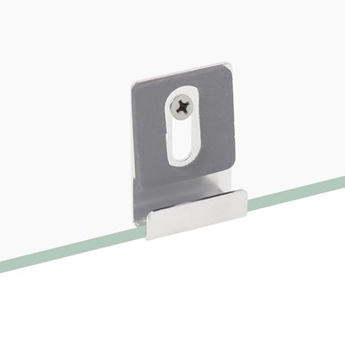 Image of Metal Mirror Clip,ULIFESTAR SUS304 Wide Channel Mirror Hanger Clip,Large Mirror Retainer Clip,Heavy Frameless Mirror J-Channel Mount Wall Clips with Screw 36*25mm /1.42*0.98 inch with Gasket Silver 12PCS