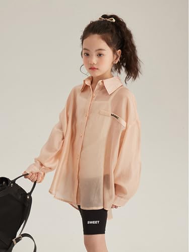 Image of 2026 Premium Girls Button Down Shirt, Long Sleeve Collared Blouse with Chest Pocket