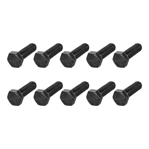 Image of METALLIXITY Hex Bolts (M10-1.5x30mm) 10Pcs, 12.9 Grade Carbon Steel Fully Threaded Black Oxide, Coarse Thread UNC Hex Head Screw Bolt - for Mechanical Repair