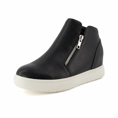 CUSHIONAIRE Hart Women's Casual Wedge Sneakers, Black, 8
