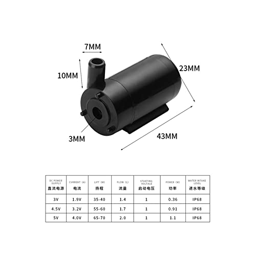 Sipytopf 4Pcs Dc 3-5V Micro Submersible Mini Water Pump With 2Pcs Clear Vinyl Flexible Pvc Tubing(1M) For Aquariums Fish Tank Pond Fountain Hydroponics Garden(4Pcs Black Pump+Tube) #TOP1