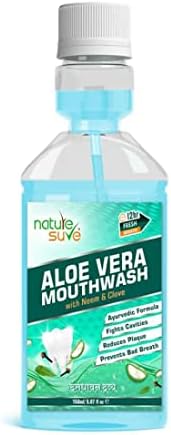 Nature Sure Aloe Vera Mouthwash With Neem And Clove Ayurvedic Antimicrobial Alcohol-Free Formula For Oral Health & Fresh Breath In Men, Women & Kids, Liquid - 150Ml (1 Pack (150Ml))