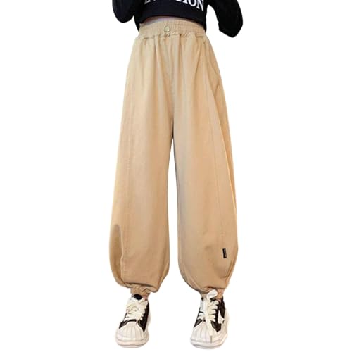 Beessbest Girls Jogger Ice Silk Pants Elastic Waist Solid Color Sweatpants Fall Boys Kids Sport Long Trousers with Pockets