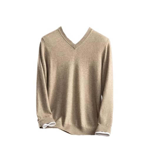 Men's V-Neck Sweaters Pullover Cashmere Sweater Casual Long Sleeve Officeblouse Knitted Tops Brown Gray M - Main Image