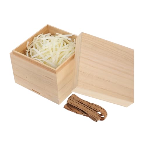 HIAKDOFT 桐木製正方形収納ボックス 蓋付き 小型木箱 ジュ や小物の整