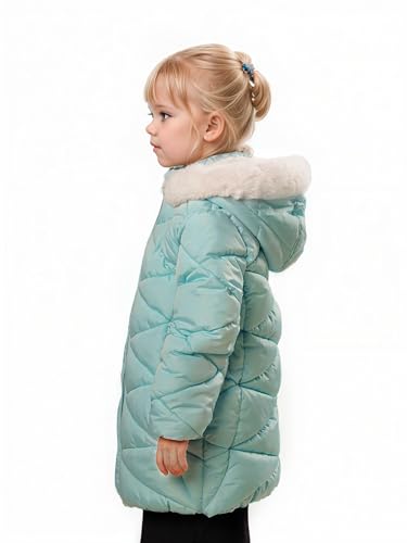 Image of SOLOCOTE Girls Winter Puffer Coat with Faux Fur Hood Sherpa Lined Parka Water-Resistant Windproof Quilted Jacket