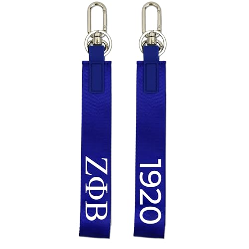 Sorority Shop Zeta Phi Beta Keychain - Hands-Free Wristlet Lanyard Keychain with Sorority Letters, 9 Durable Polyester Strap with Alloy Hardware, Holder for Keys, Wallet, Accessories