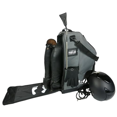 Driver13 Reitstiefelrucksack/Reitstiefeltasche/Stiefeletten Taschen Deluxe mit Helmfach für Reitstiefel (Reitstiefeltasche grau)