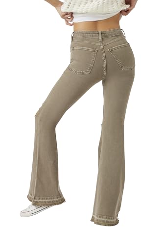 Forever 21 Women's Recycled Cotton Distressed Flare Jeans4