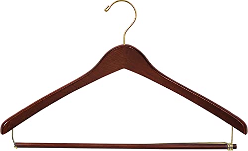 Premium Wooden Suit Hangers 50 Pack, Smooth Solid Wood Coat Hanger with Locking Bar Walnut Finish