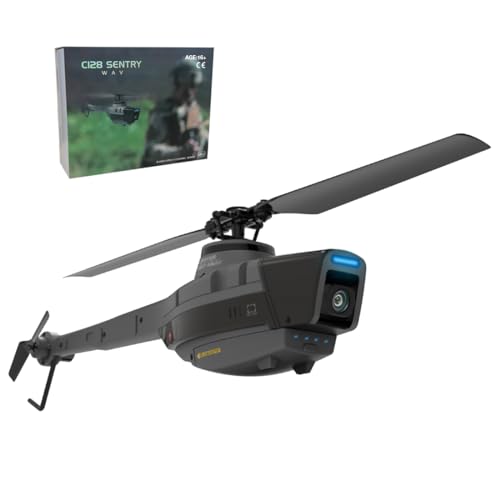 RC Helicopter Model With Camera C128-Reconnaissance Drone Plane with Altitude Hold & Optical Flow, Realistic Military Aircraft Model for Beginner and Adults,Battery*1 Version