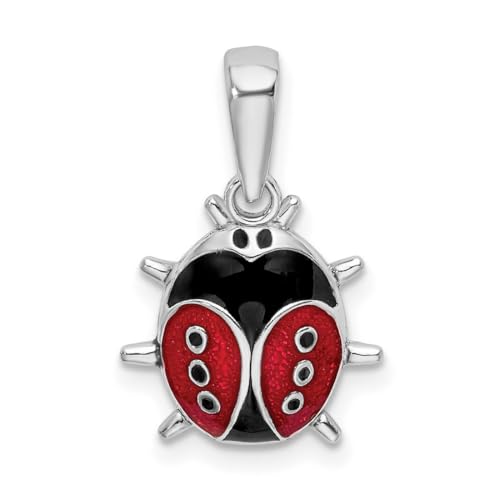 Collier coccinelle émaillée argent 925 rhodié pendentif femme