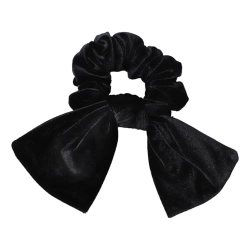 [Ｃｒｅａｍ ｄｏｔ．] クリームドット ヘアアクセサリー レディース 人気 シュシュ リボン ベロア ベルベット スクエア ボリューム 大きめ ヘアゴム まとめ髪 ドットスタッズ 2タイプ 【A：ブラック】