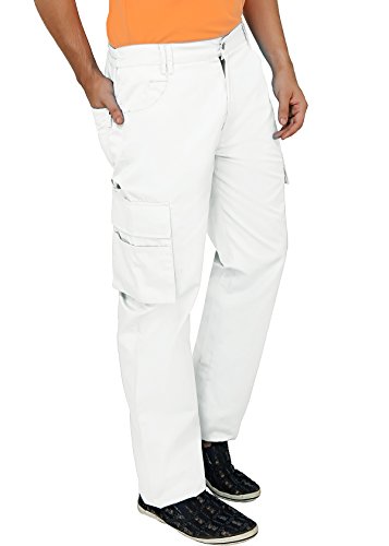 Image of ASHDAN Outdoor Solid Cargos. Regular Fit. Multi-Utility Pockets. Sturdy Polyester-Cotton Blended Cargo Trousers