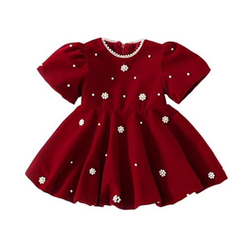 famuka Baby Toddler Girl Red Dress Long Sleeve Princess Dress