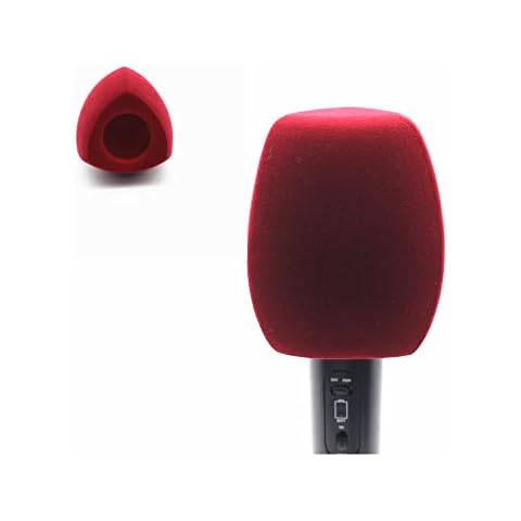Flocked Mic Foam Windscreens Handhold Mic Foam Covers Windshields for TV Interview Microphones (Triangle, Red) Cover