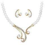 Juego de Joyas de Perlas Artificiales Diamond Necklace Pendientes Joyas de Boda Conjuntos de Joyas para Mujeres niñas, Juego de Joyas de Perlas