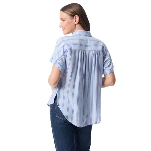 Image of Gloria Vanderbilt Women's Daisy Short Sleeve High-Low Button Down Shirt Standard
