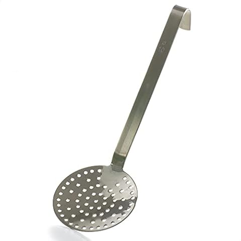 Kerafactum Schaumkelle Abseiher Abschäumer Schaumlöffel Edelstahl | Gastronomie Qualität Woklöffel gelocht | Schaum Löffel Pfannenwender Siebkelle Spülmaschinenfest Stainless Steel Kelle Ø 10cm Cover