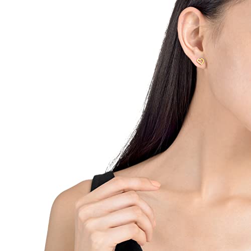 CHOW SANG SANG 999.9 24K Solid Gold Essence Open Heart Stud Earrings for Women 68740E3