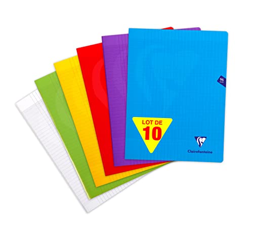 Lot de 10 cahiers agrafés Clairefontaine Mimesys grands carreaux 24x32 96 pages
