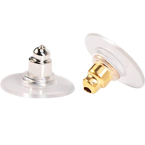 Outus 200 Pcs Earring Backs for Droopy Ears Backs Replacements Earring Backs for Heavy Bullet Clutch(Silver and Gold)
