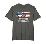 Military Air Force Base design. Showcase your Air Force loyalty with this standout top, featuring a striking logo design of the Scott Air Force Base. This eye-catching design is a great way to showcase your service and dedication to the men and women...