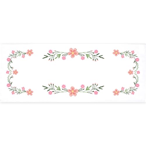 Kit broderie point de croix chemin de table marguerites 40x100cm - 8