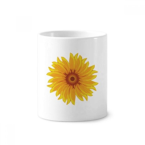 Mug en céramique tournesol 350 ml blanc avec porte-brosse à dents polyvalent