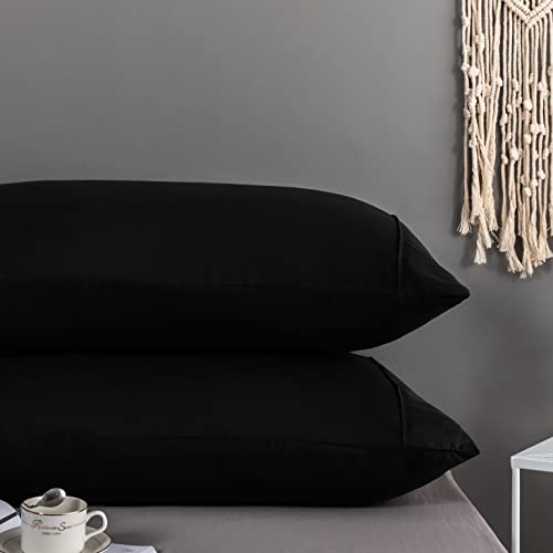 Ayasw Body Size Pillowcases Set Of 2 Premium Soft And Cozy 1800 Double Brushed Microfiber Fabric With Envelope Closure Black Pillow Case 2 Pack Wrinkle, Fade, Stain Resistant 20X54 Inch #TOP2