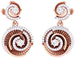 Jiana Jewels Rose Gold Plated Sterling Silver 1.04 Carat (G-H Color, VS2-SI1 Clarity) Lab Grown Diamond Floral Drop Dangle Earrings For Women & Girls