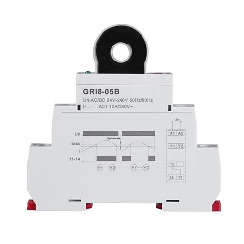 Relé de corriente GRI8-05 2A-20A con rango ajustable de tensión CA 24V-240V 6