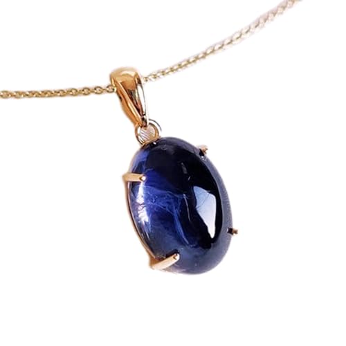 Pendentif en iolite bleue naturelle et chaîne argent 925, cadeau spirituel idéal