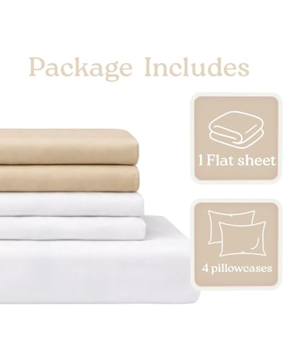 Image of Blue Strip Polycotton Bedsheet, Double 90x100 (White & Burfi) | Hotel Quality | Soft, Breathable & Colourfast | Wrinkle Resistant | Machine Washable | Pillow Covers Included