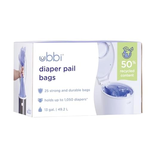 Ubbi Disposable Diaper Pail Plastic Bags, Single Pack, 25 Count, 13-Gallon Bags