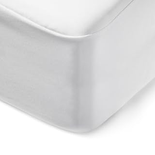 Amazon Basics Coprimaterasso con chiusura lampo, impermeabile e a prova di cimici, Matrimoniale, 160 x 200 x 30 cm, Bianco