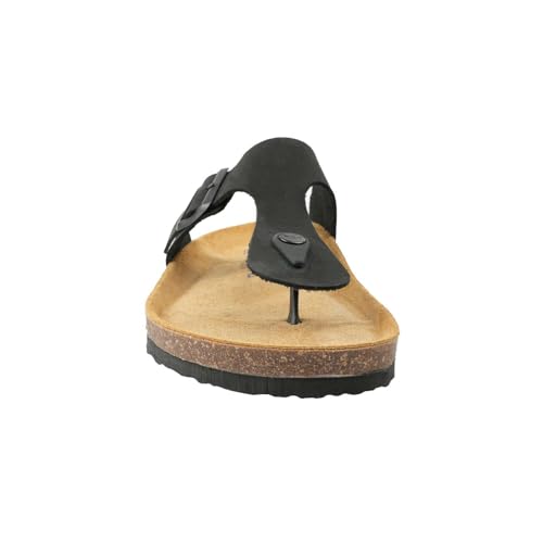 Image of 100% Genuine Leather Men's Sandals - Comfortable Cushioned Smart Foam Footbed, Slip-On Slides for Casual Summer Wear, Adjustable Fit, Durable Non-Slip Sole