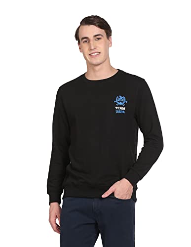 Image of U.S. Polo Assn. Men Cotton Crew Neck Logo Solid Sweatshirt