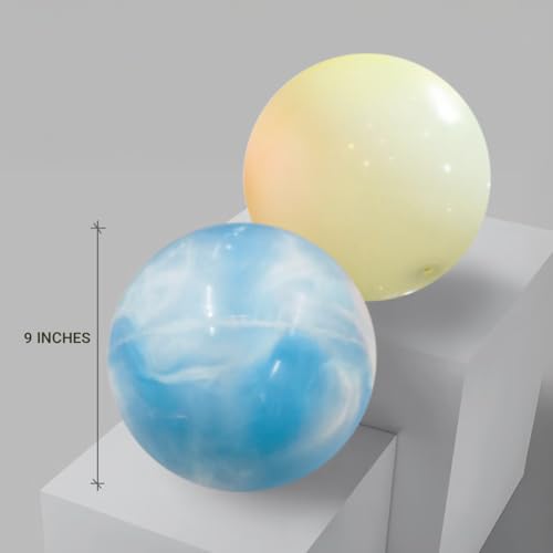 Image of GENIE'S Toy Bus 9-Inch Marble Play Ball | Interactive | for Pool, Beach & Garden | Perfect for Outdoor & Indoor Play | PVC Ball for Kids & Adults I Pack of 2 (Multicolor)
