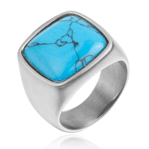 Turquoise Ring for Men Stainless Steel Classical Statement Band Ring Size 7-122