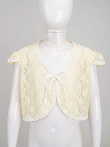 トップス FLOWER BALLOON TULLE BOLERO (CREAM) Balloon Sleeve Knit Bolero | Azazie CA