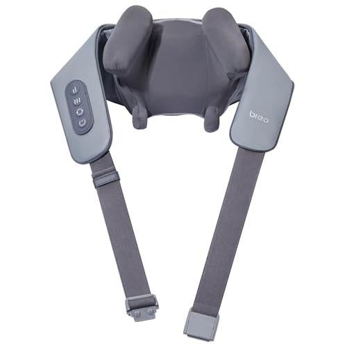 Breo N5 Mini-Nacken- und Schultermassagegerät mit Wärme, Shiatsu-Massagekissen für Nacken, Rücken, tiefe Nackenmassage zu Hause (grey, Size1)