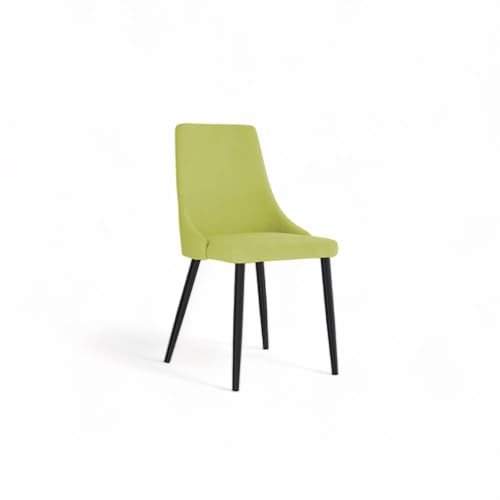 Image of Finch Fox Taskpro Modern Unique Velvet Upholstered Seating Living Room Dining Chair with Black Metal Legs in Light Green Color