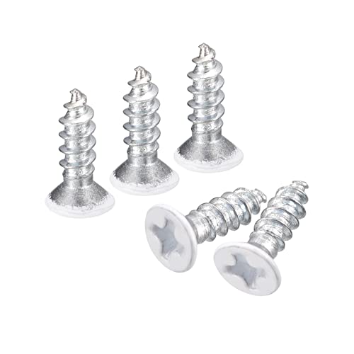 QUARKZMAN ST3x10mm Tornillos Autorroscantes, 100uds Tornillos Autoperforantes de Plana Cabeza Phillips, Madera Tornillos Blanco para Carpintería