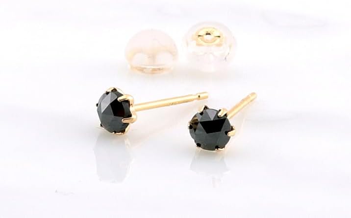 計0.4ct/Pt/K18/ブラックダイヤモンド ピアス 天然 ダブルロック
