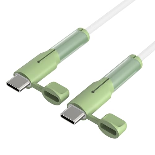 Image of Sounce Cable End Protector Compatible Only with iPhone Lightning Charger Cable Dustproof Waterproof Reinforced Protective Cover Cap for Charging Cord(Green)